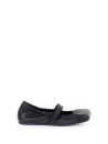 Black Leather Ballerina with Elastic