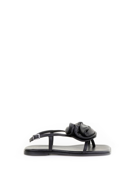 Black Flip Flop Sandals Leather Bottom