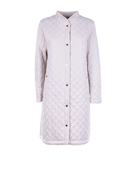 Women's Long Quilted Trench Coat with Buttons