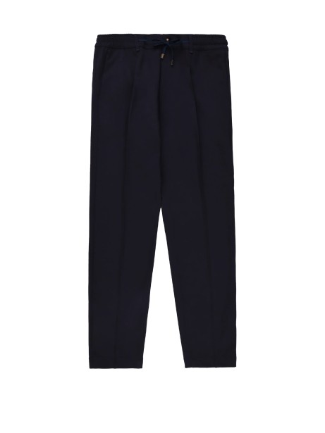 Pantalone blu uomo in lana vergine stretch