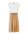 Short-sleeved dress in cotton and poplin