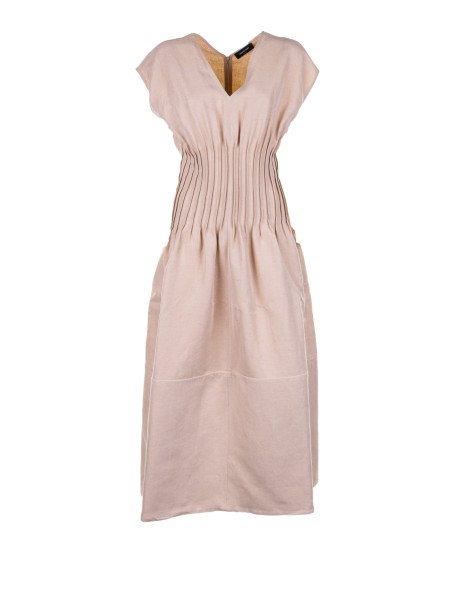 Pleated Short Sleeve Dress