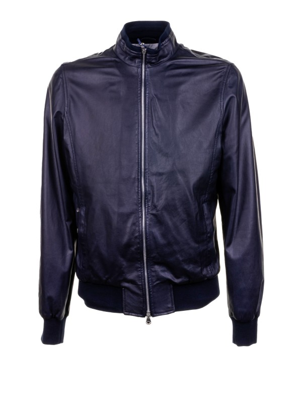 Leather Sports Jacket with Zip