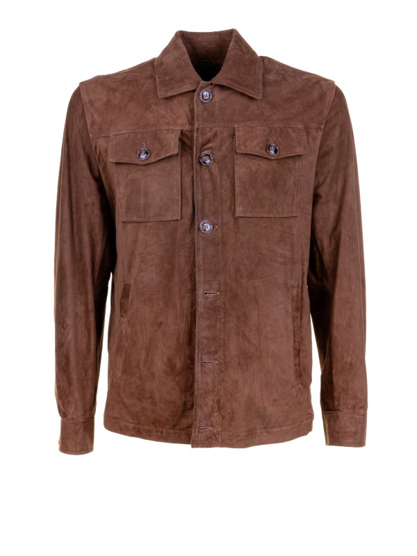 Brown jacket with buttons and double pocket