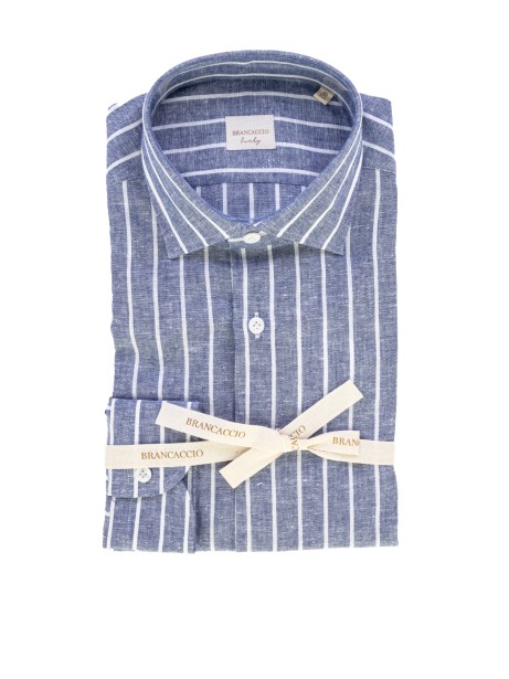 Blue Shirt in Linen and Cotton