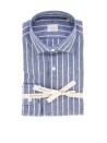 Camicia blu in lino e cotone