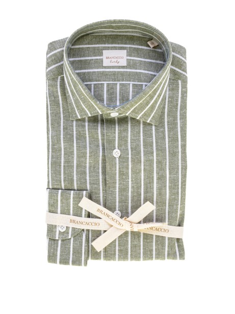 Green Shirt in Linen and Cotton