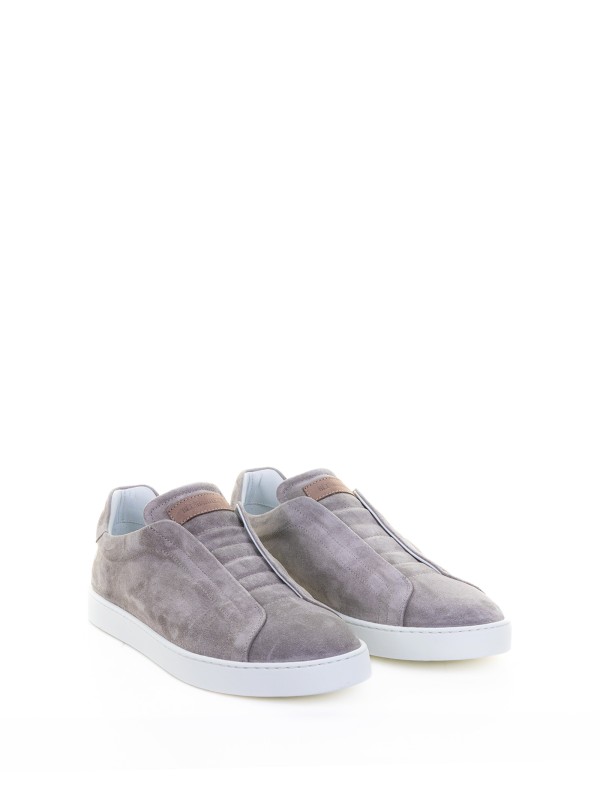 Sneaker slip on greige in suede
