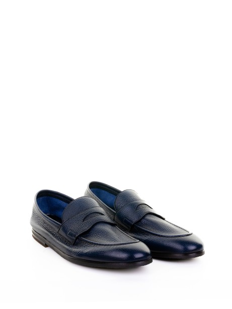 Mocassino blu in pelle