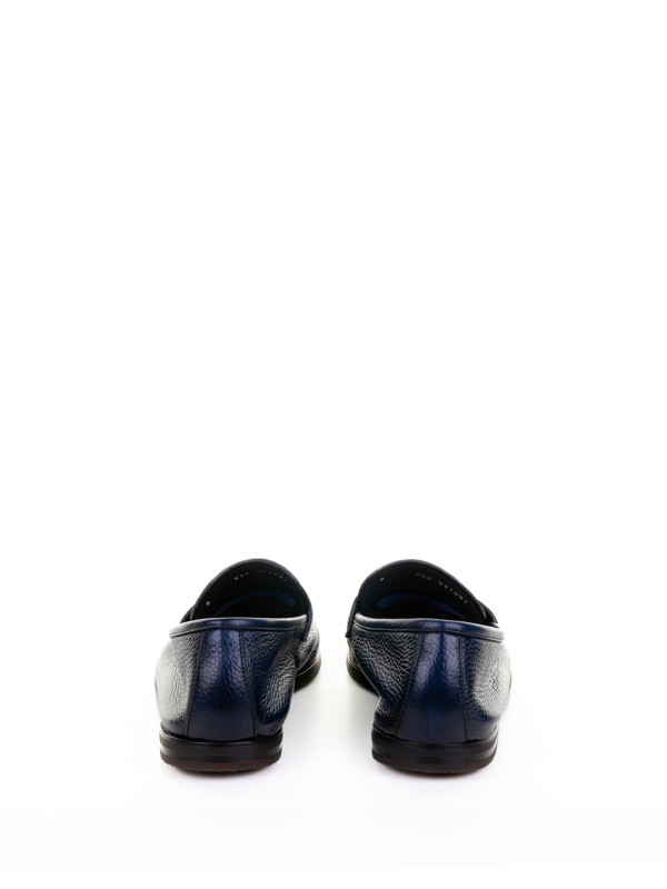 Mocassino blu in pelle