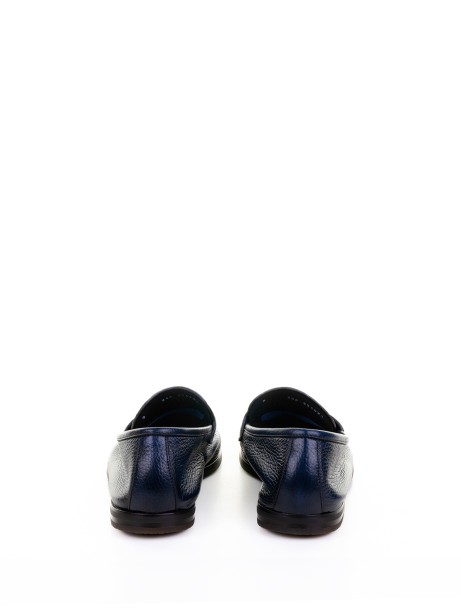 Mocassino blu in pelle