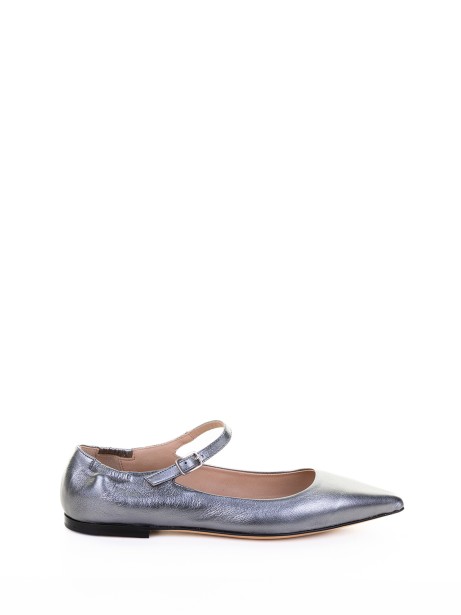 Ballerina in laminated leather and steel with strap