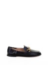 Black Leather Loafer with Gold Buckle