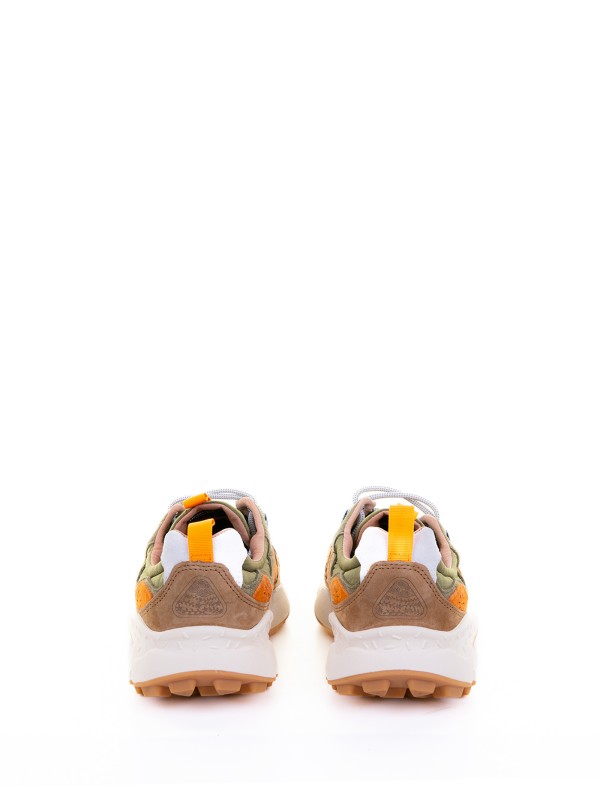 Sneaker Yamano verde militare in nylon e suede