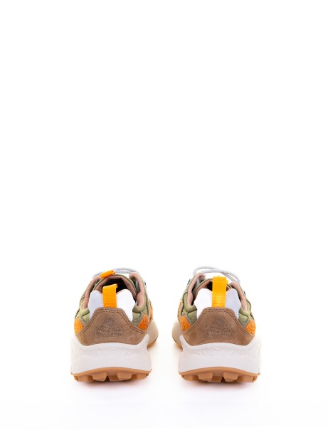 Sneaker Yamano verde militare in nylon e suede