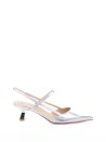 Décolleté slingback in silver laminated nappa