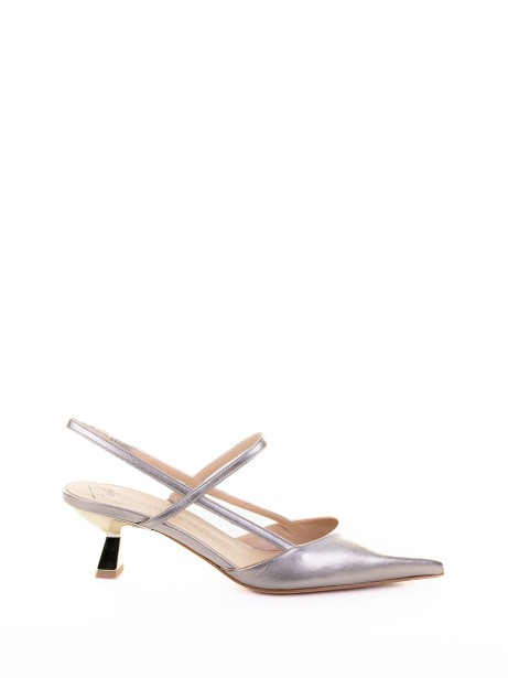 Décolleté  slingback in nappa laminata alba