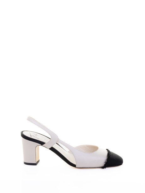Décolleté slingback in nappa and fabric