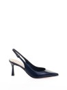 Décolleté slingback in nappa with a point in navy blue
