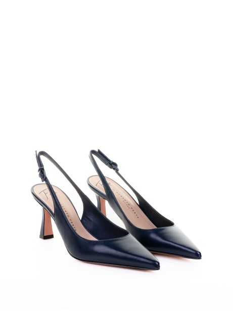 Décolleté slingback in nappa a punta blu navy 2