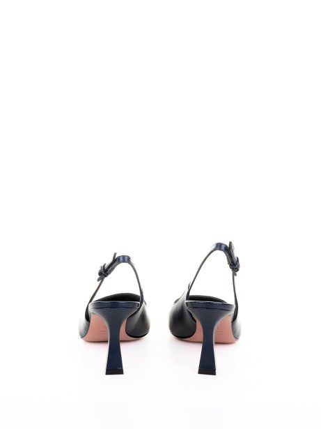 Décolleté slingback in nappa a punta blu navy