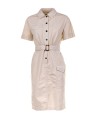 Cotton Dress with Buttons and Buckle Belt