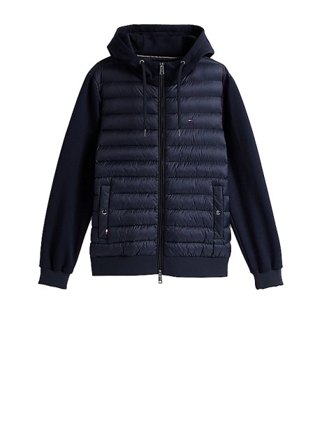 Texture Mix Zip Up Hoodie