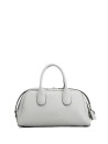 Double handle leather bag with shoulder strap