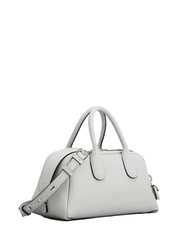 Double handle leather bag with shoulder strap