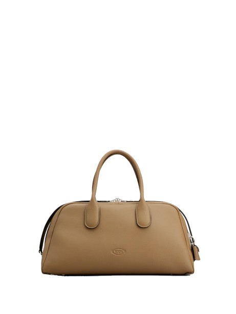 Double handle leather bag with shoulder strap