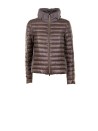 Light Dove Grey Quilted Down Jacket with Zip and Hood
