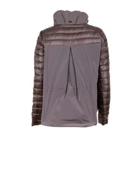 Light Dove Grey Quilted Down Jacket with Zip and Hood