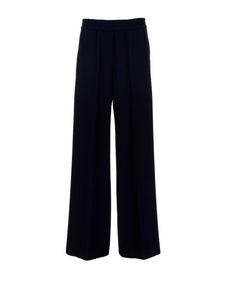 High-waisted blue trousers
