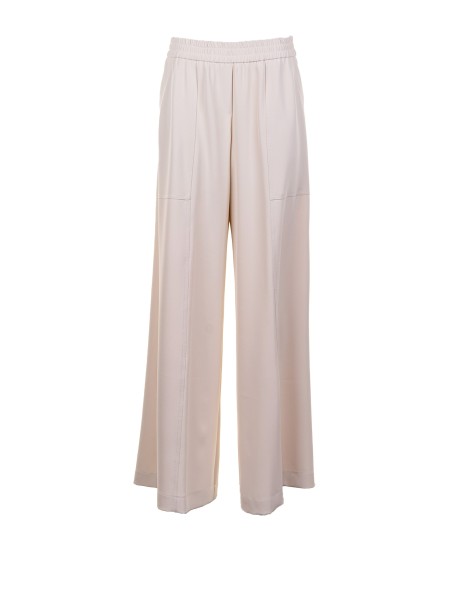 White high-waisted trousers