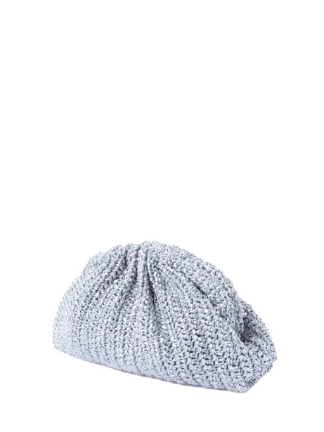 Pochette in rafia crochet silver 2