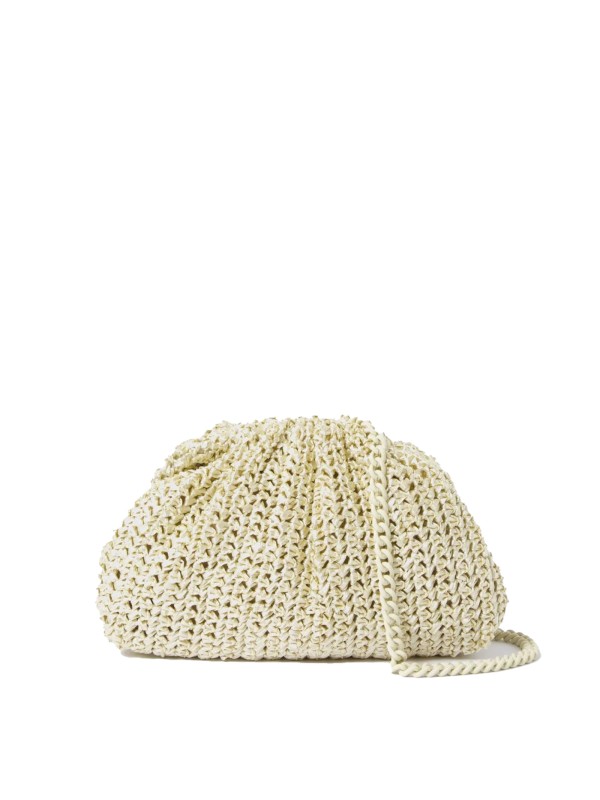 Raffia Crochet Clutch Platinum