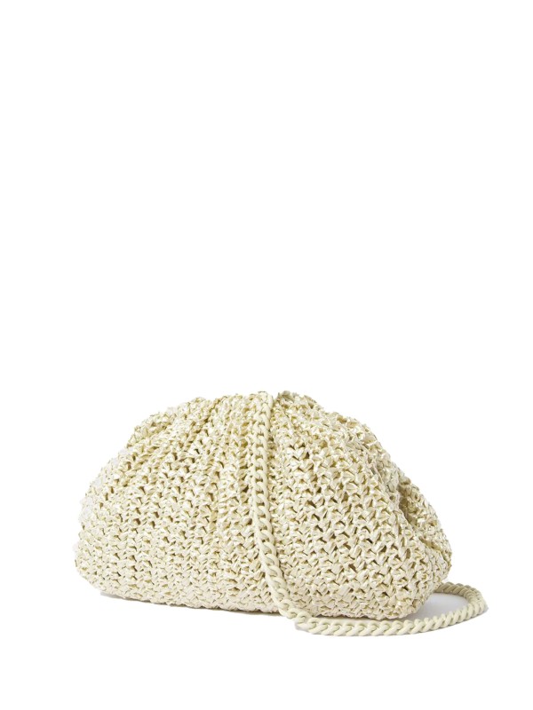 Raffia Crochet Clutch Platinum