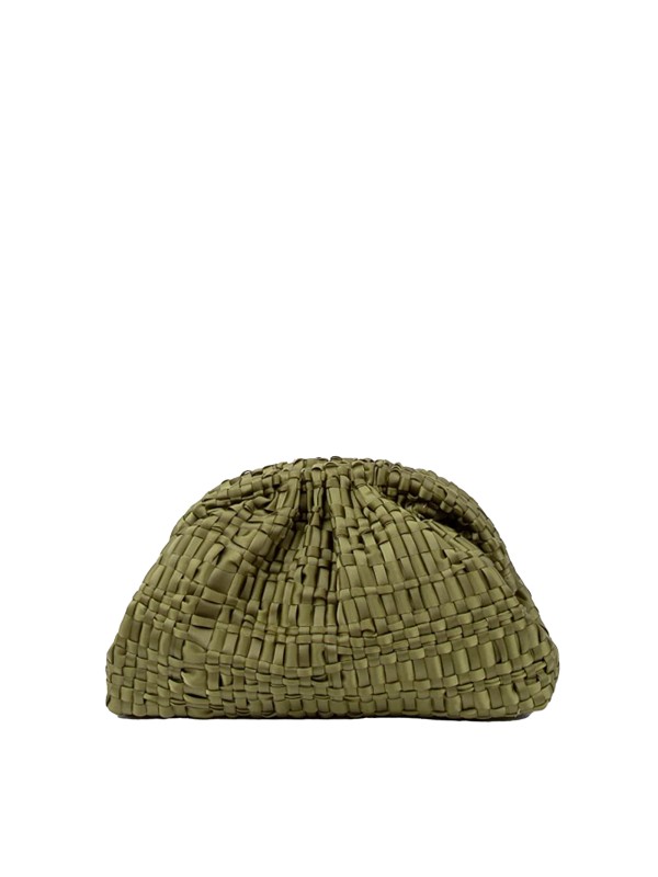 Khaki Crochet Clutch with Shoulder Strap