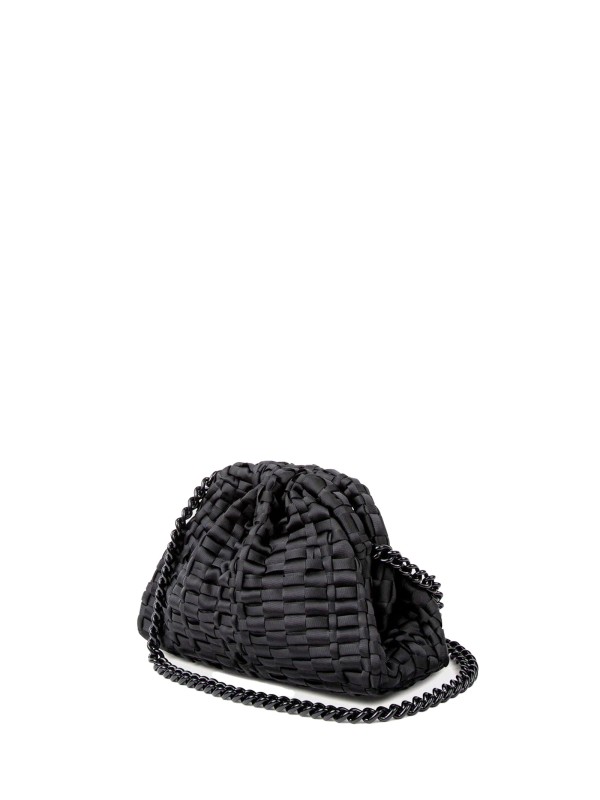 Black crochet clutch bag with shoulder strap