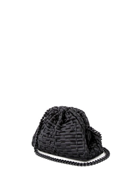 Black crochet clutch bag with shoulder strap