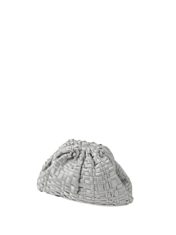 Silver crochet clutch with shoulder strap