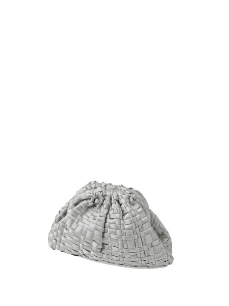 Silver crochet clutch with shoulder strap