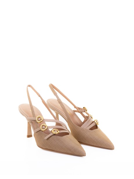 Décolleté slingback crema in pelle 2