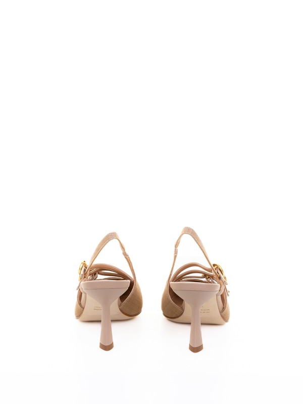 Décolleté slingback crema in pelle