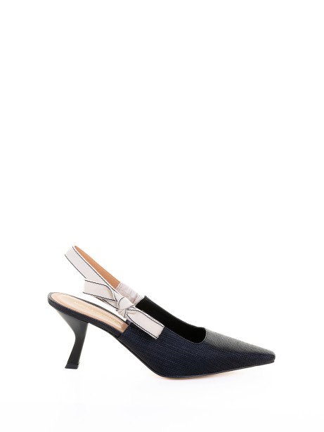 Chanel slingback black ivory leather