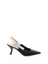 Chanel slingback black ivory leather