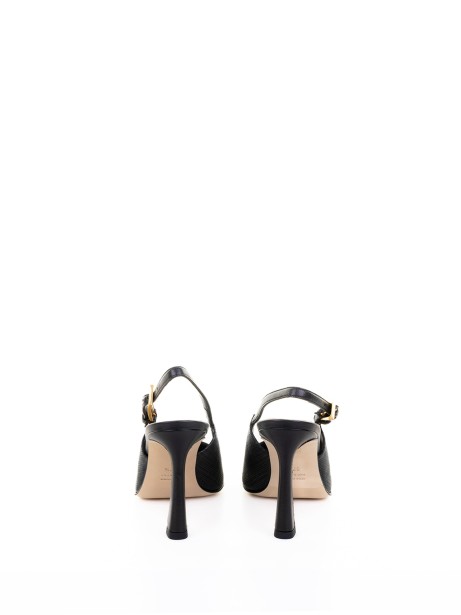 Chanel black leather slingback