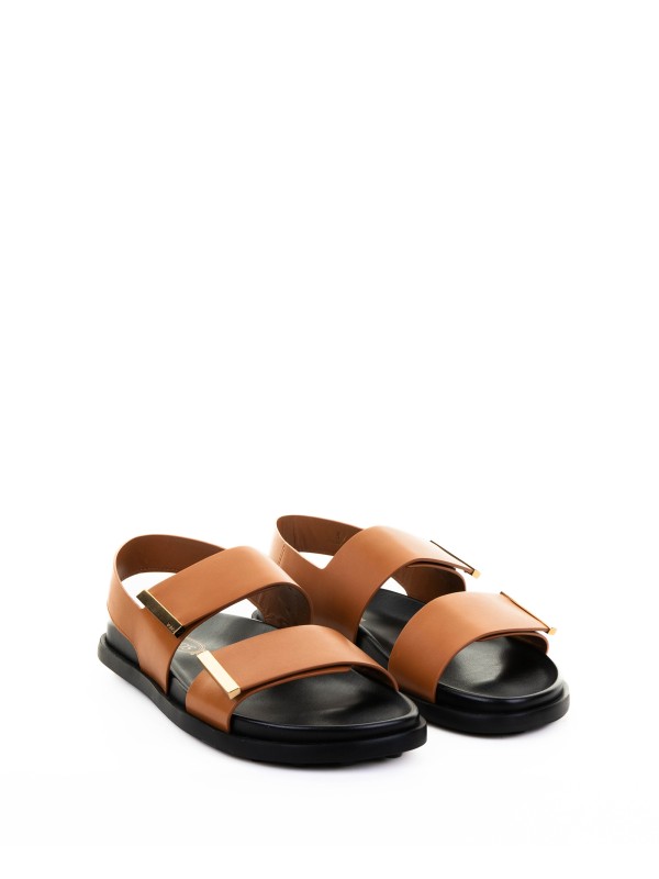 Sandalo a fasce donna in pelle