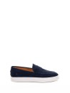 Blue suede moccasin with rubber sole