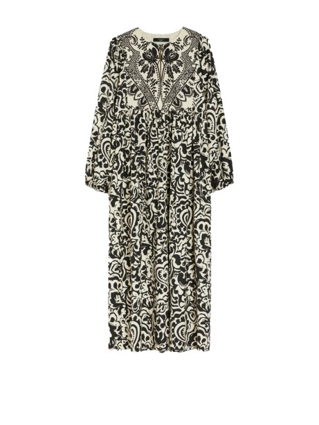 Long poplin patterned dress